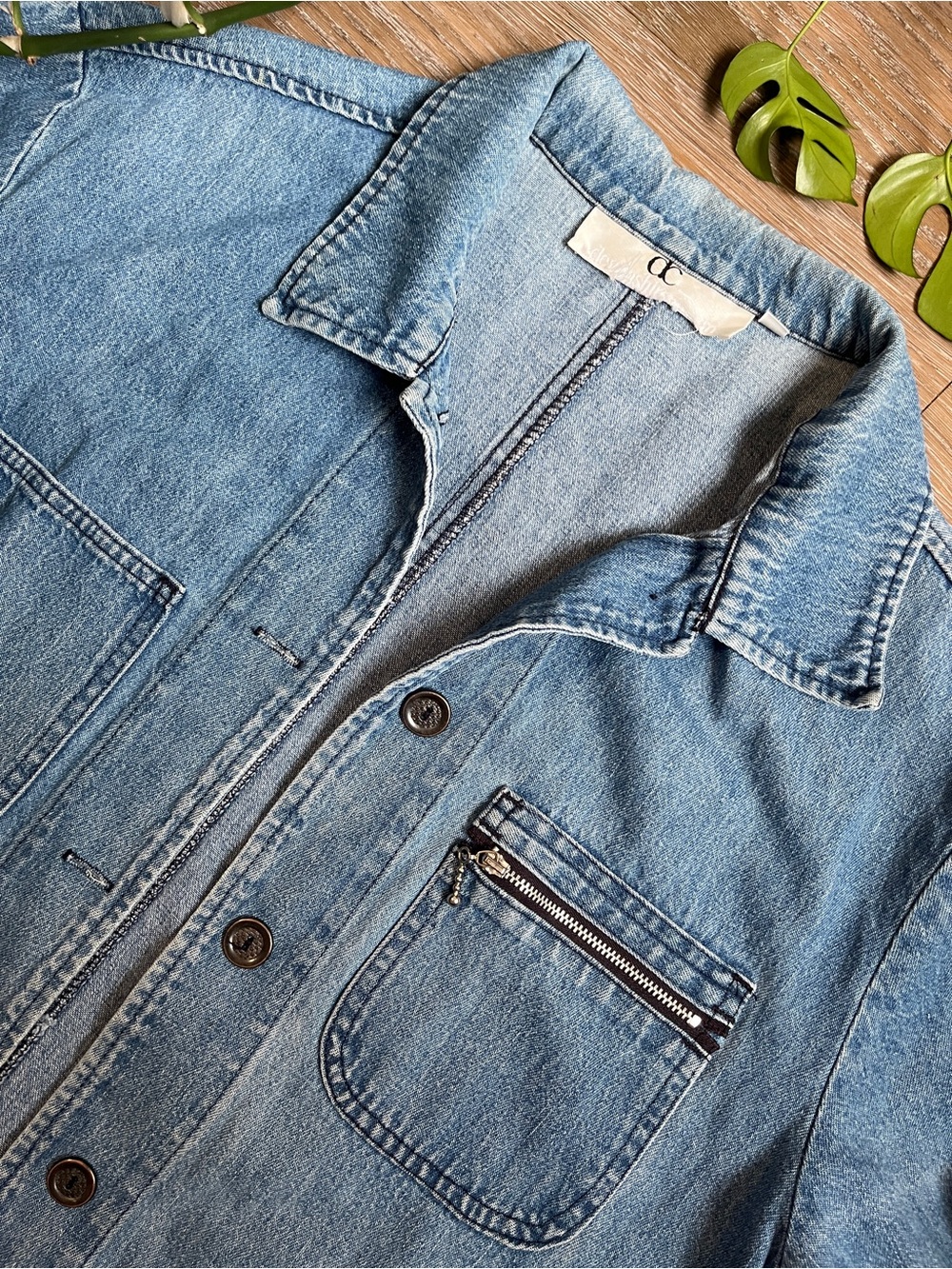 Vintage light-wash denim chore jacket - Picture 2 of 4